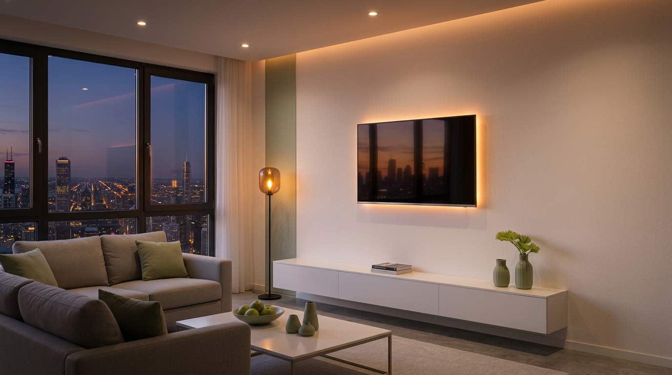 Professional TV mounting service in a modern home